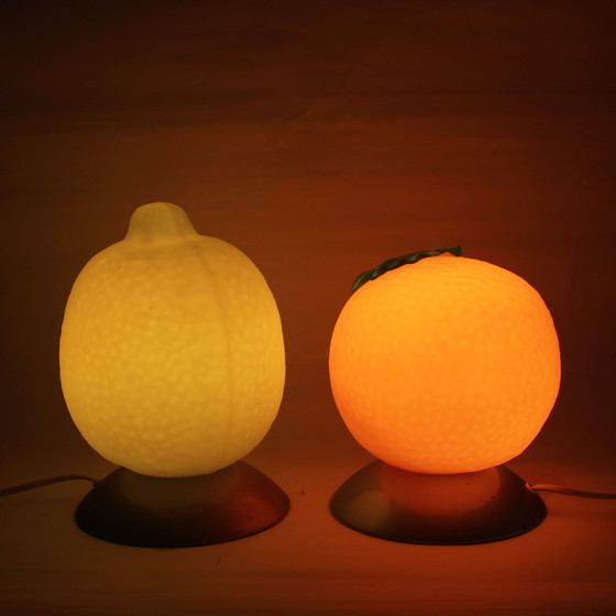 Image 1 of Vintage IKEA Orange & Lemon Fruit Table Lamp Set
