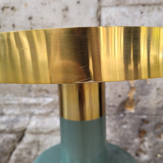 Image 1 of Tavolino laterale in giada lucida, alluminio e smalto, anni &#39;90 - Francia