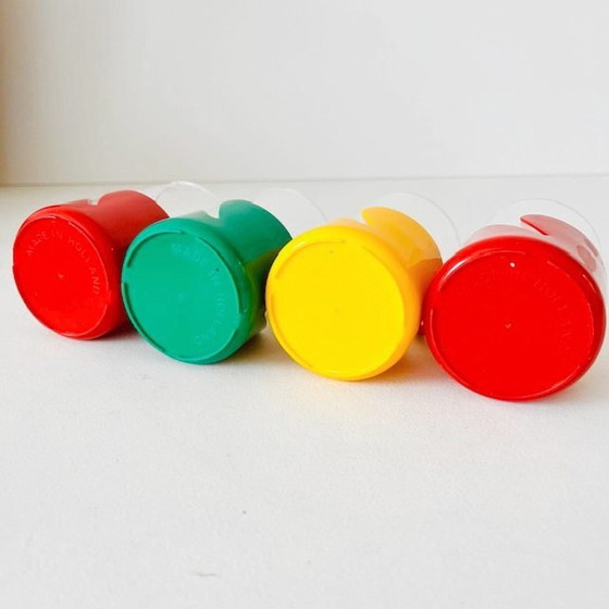 Image 1 of Set vintage theeglazen Kunststof Houder met dienblad 1980's