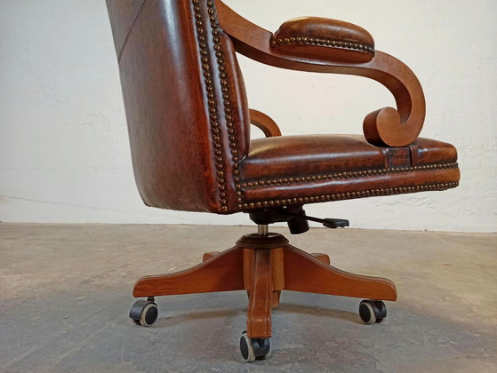 Fauteuil de capitaine pivotant en cuir – Bois (photo 15 of 15)