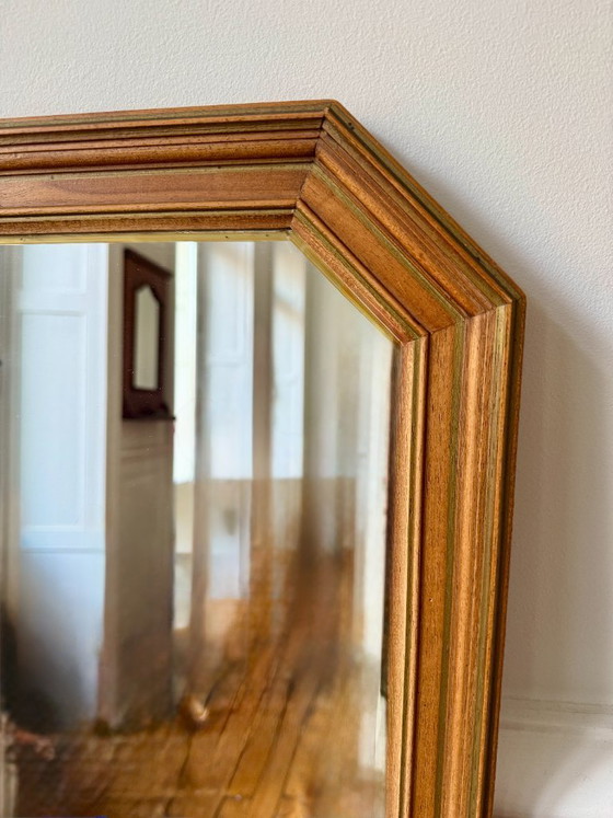 Image 1 of Achteckiger Spiegel mit geripptem, vergoldetem Holz