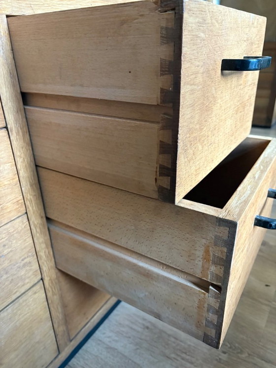 Image 1 of Twee Eiken Vintage Modernist Ladekasten Uit Drukkerij
