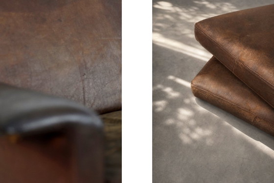 Image 1 of Canapé 2 Places Vintage Mid-Century Scandinave Moderne en Cuir Marron 3330 par Arne Vodder pour Fritz Hansen, 1960s