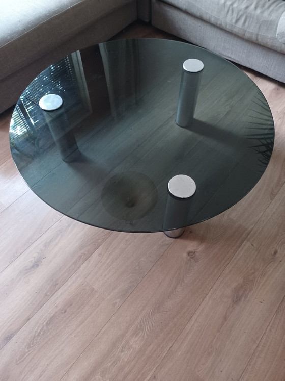 Marcuso Round Coffee Table / Lounge Table – Marco zanuso, polished steel, Glass (photo 2 of 6)