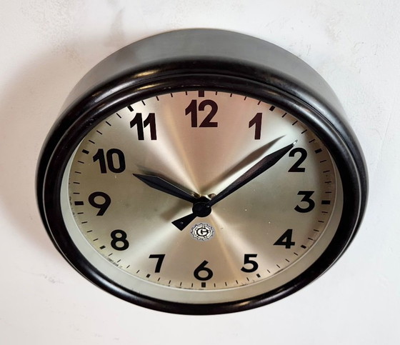 Image 1 of Industrial Brown Bakelite Factory Wall Clock from Chronotechna, 1960s