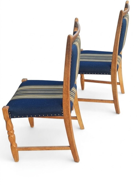 Pair of Vintage Danish Dining Chairs Attributed to Henning Kjærnulf – Metal, Textile (photo 2 of 5)