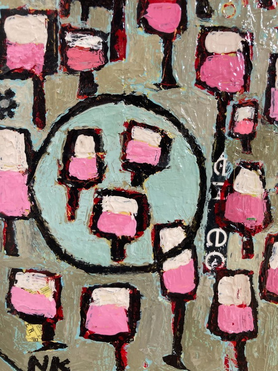 Image 1 of PINK GLASSES AND BLUE CIRCLES