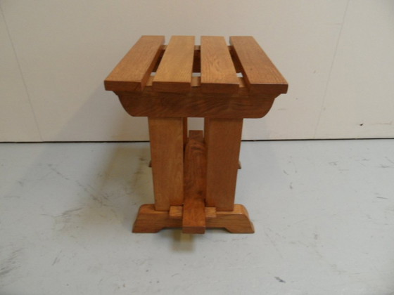 Image 1 of Brutalist oak side table