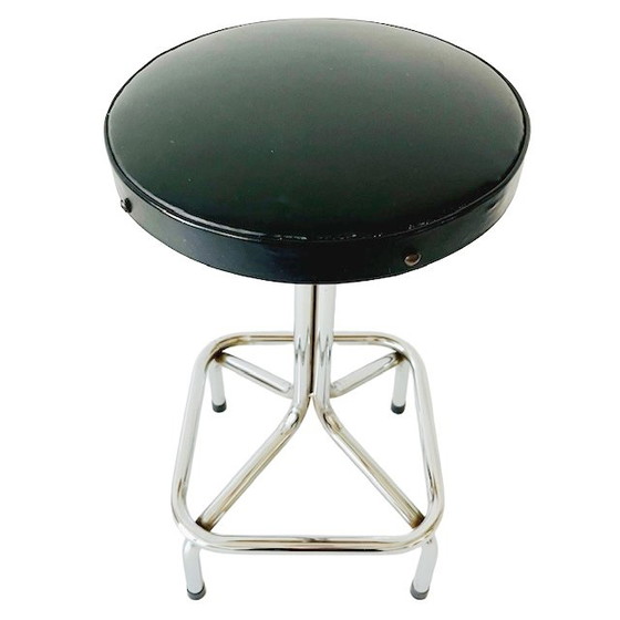 Image 1 of Vintage tube frame stool chrome black