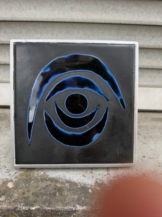 Image 1 of Vintage metal and ceramic door handle, attributed to Juliette Belarti, 1970