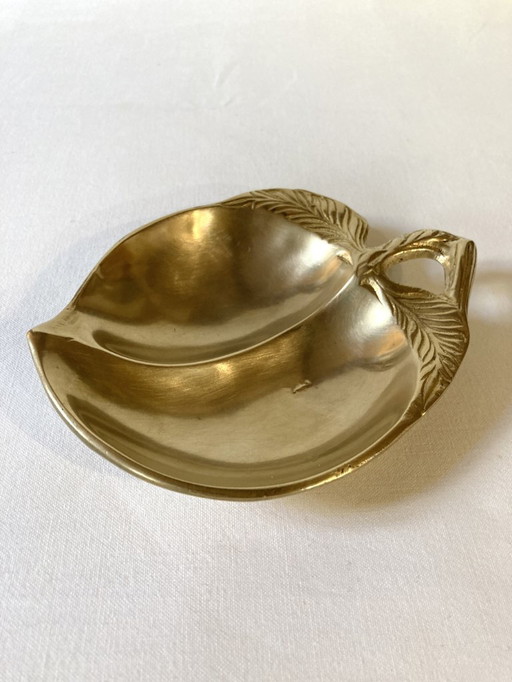 Brass trinket tray, apple-shaped