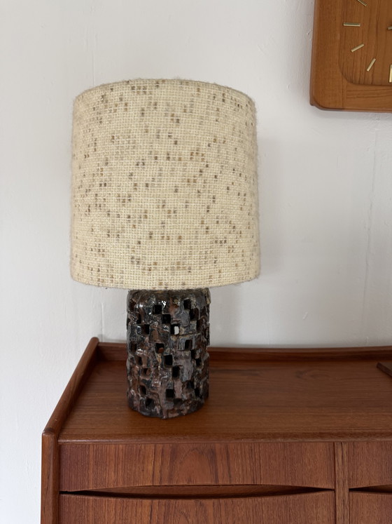 Image 1 of Brutalist ceramic table lamp '70s