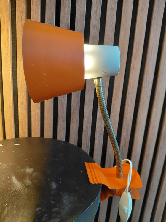 Retro Orange Desk Lamp 1970s Clip Lamp – Spot lights, Iron, Metal (photo 4 of 6)