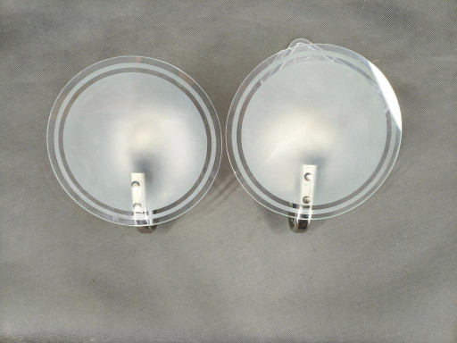 Paire d'appliques murales tchèques Art Déco en verre dépoli, années 1940