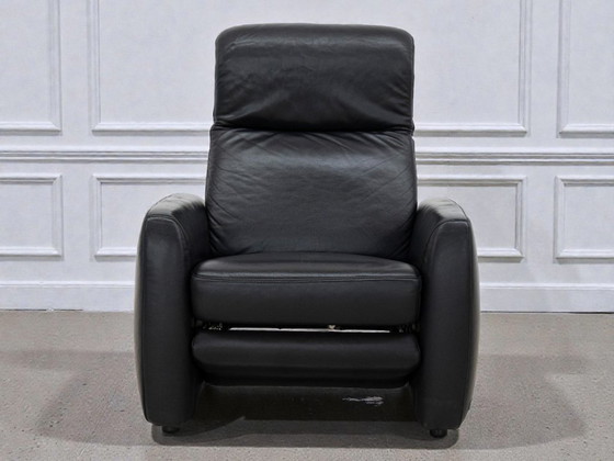 Image 1 of W. Schilling Ergoline – Lujoso sillón reclinable de cuero negro
