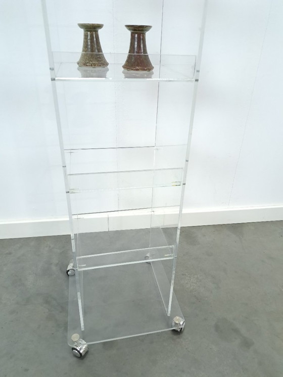 Image 1 of Plexiglass Shelving Unit Storage Cabinet on Wheels