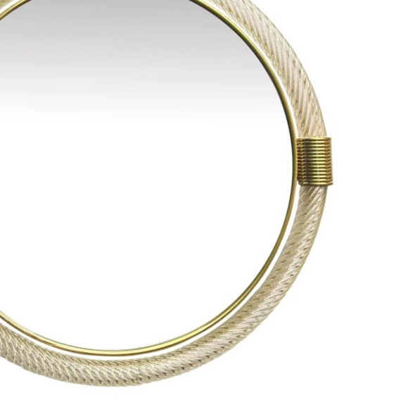 Image 1 of Venetiaanse ronde "Torgiglione-Torchon" Murano glazen wandspiegel in Barokke stijl