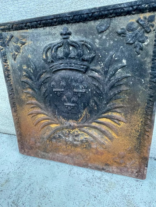 19th century crown fireplace plaque