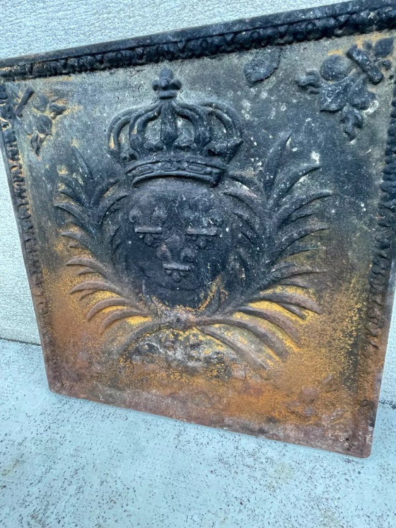 Image 1 of 19th century crown fireplace plaque