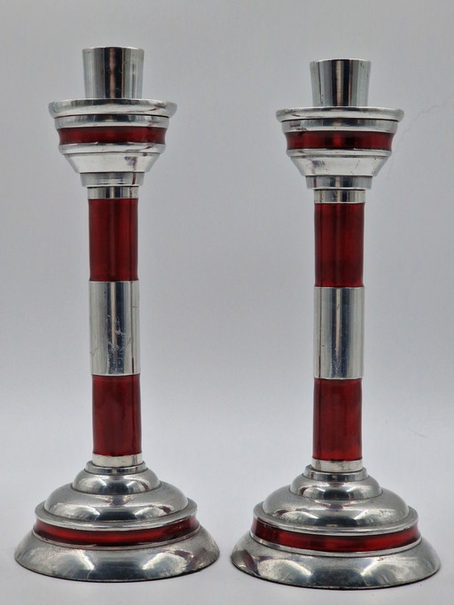 Par de candelabros vintage industriales en forma de faro