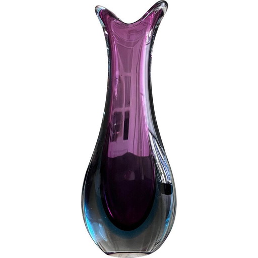 Vase vintage Summerso en verre de Murano par Flávio Poli, Italie, années 1960