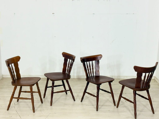 Set of 4 vintage wooden chairs – country style dining chairs / chairs