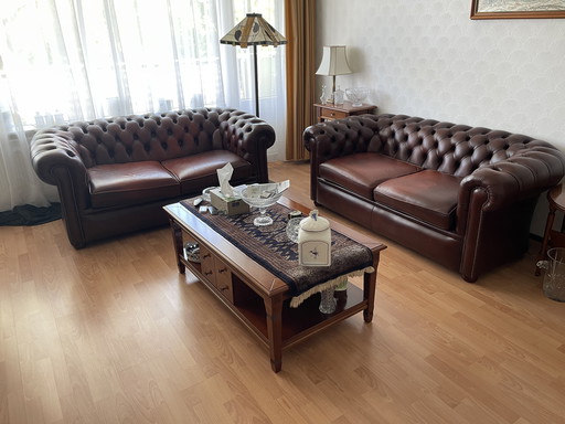 Two 2 1/2 Seater Chesterfield Sofas