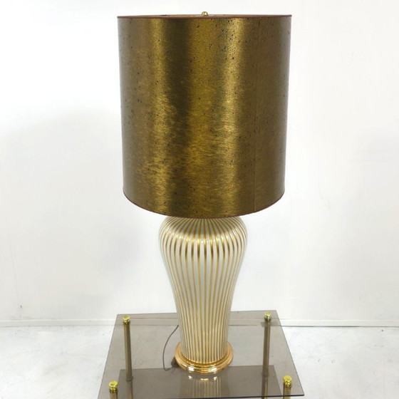 Image 1 of Mangani Italy porcelain table lamp, 1980s gold with white