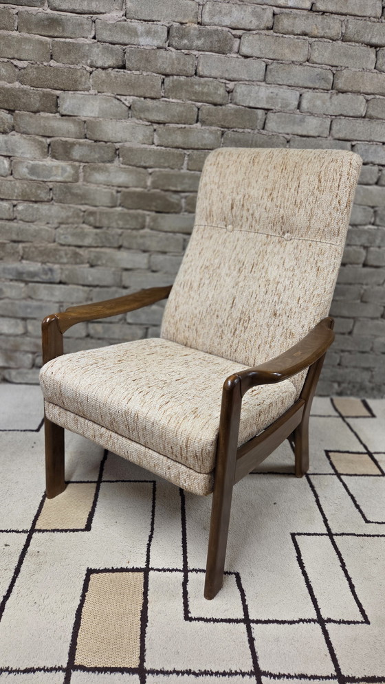 Image 1 of Vintage Scandinavische relaxfauteuil van gebogen hout – jaren 60/70