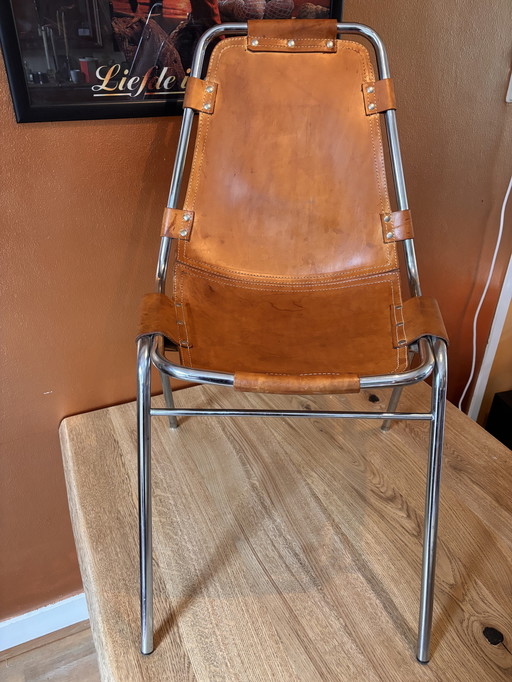 2 les Arcs stoelen cognackleurig leer met chroom