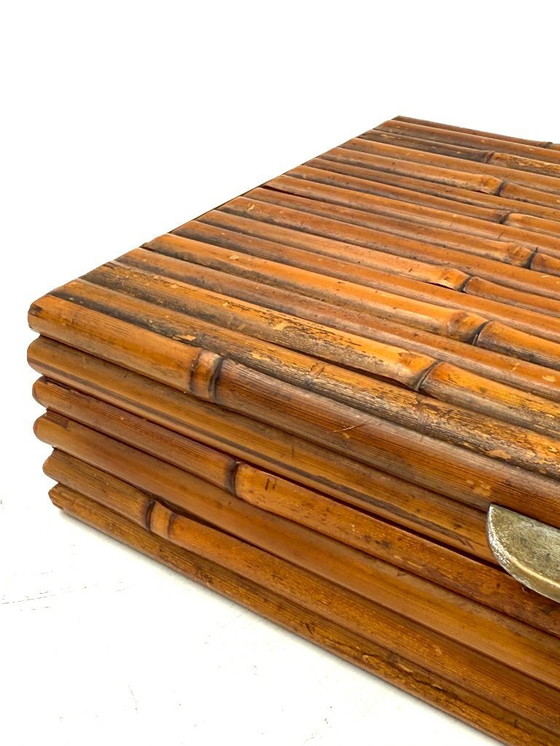 Image 1 of Portagioie Hollywood regency in bambù grissinato stile Gabriella Crespi, RCM Italia 1970