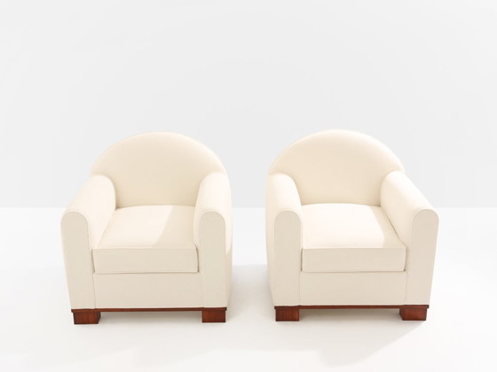 Image 1 of Paire de fauteuils club modernistes en palissandre, Jacques Adnet, 1931