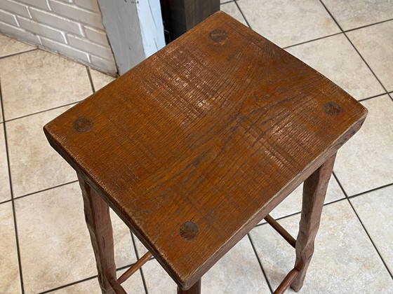 Image 1 of Set di 3 sgabelli alti da bar in legno massello, realizzati artigianalmente, 50