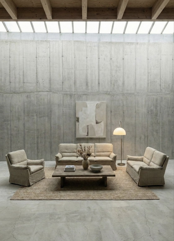 Image 1 of CARL STRAUB SEATING GROUP POLTRONA, DIVANO 2 POSTI E 3 POSTI LANA BEIGE CREMA