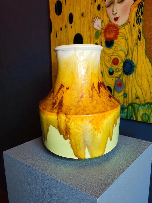 Marcello Fantoni – Vaso in ceramica vintage, Italia, anni '70, smaltato a goccia, ceramica da studio di metà secolo