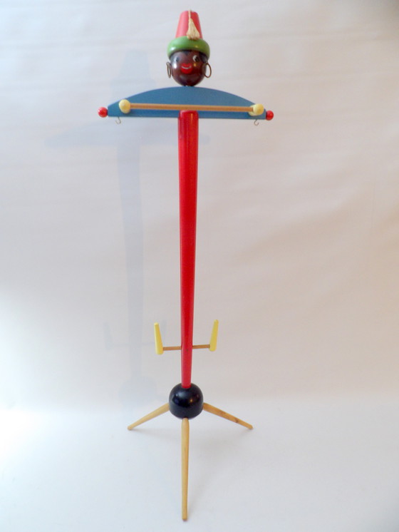 Image 1 of Vintage Wood "Moroccan boy with Fez" Child's Valet Made in France