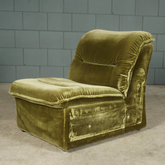 Image 1 of Mid-century modular sofa – green velvet – 1970s