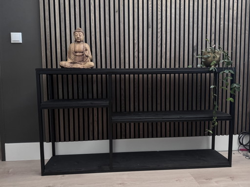Tavolino laterale in metallo nero e legno – wandrek, polished steel, Wood (photo 2 of 6)
