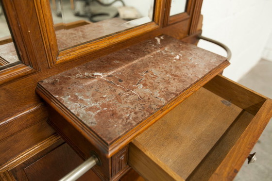 Image 1 of Vestiaire Napoléon III en noyer fin 19e, 3 miroirs, marbre