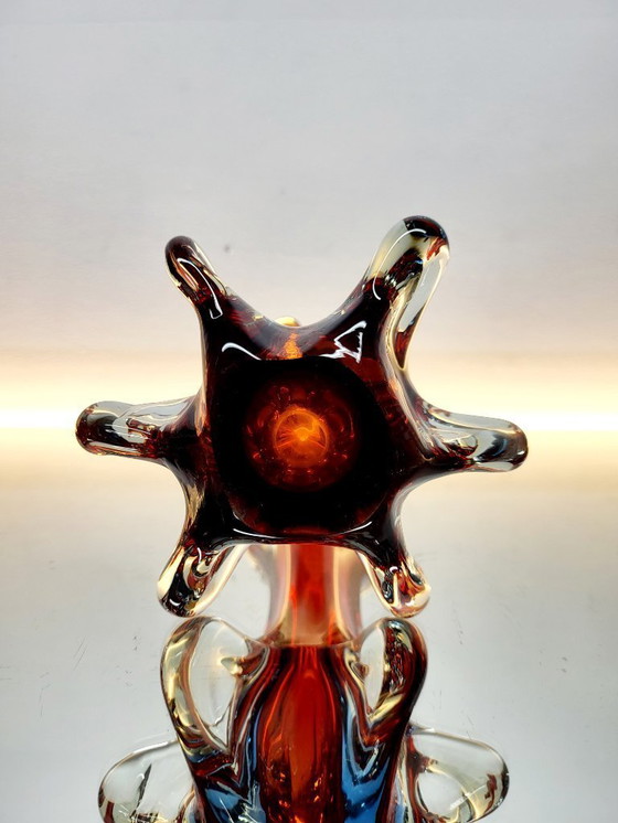 Image 1 of Murano multicolored glass organic vase, Somserso technique, Italy