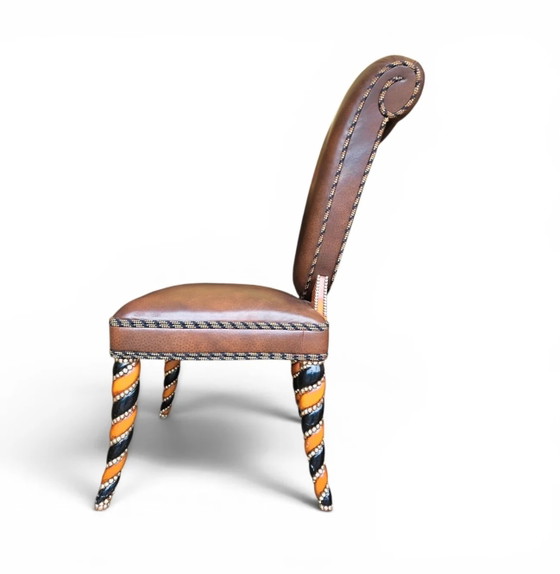 4 x Sedia in pelle mai vista prima / Anni '80 – Poltrone relax, Leather (photo 4 of 15)