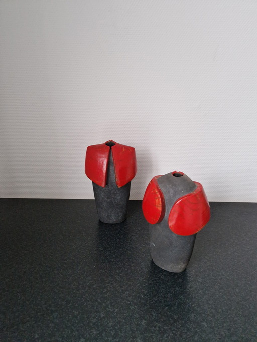 Pair of ceramic sculptures/vases - Hélène Van Dongen (1948)