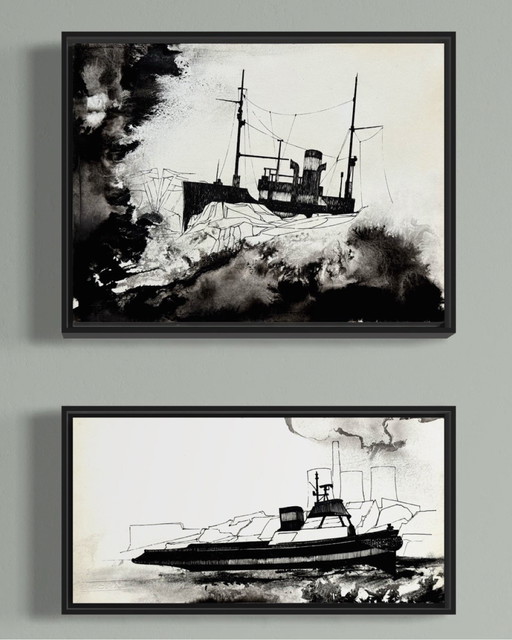 Eugene Eechaut (1928-2019) - Tusche-Diptychon (1970)