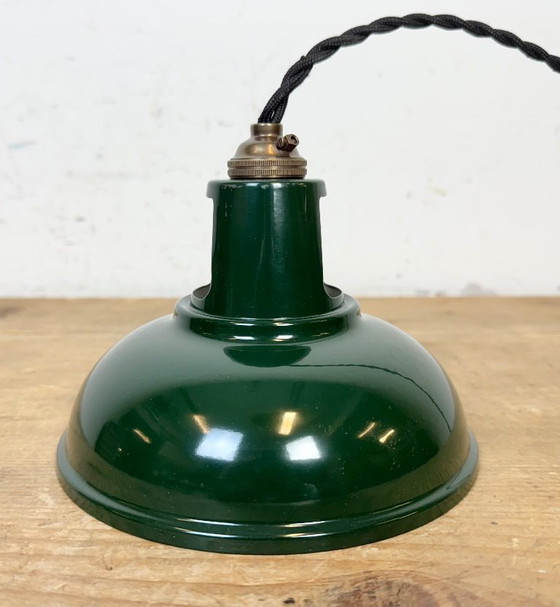 Image 1 of Lampada da soffitto vintage industriale dipinta di verde, anni 2000