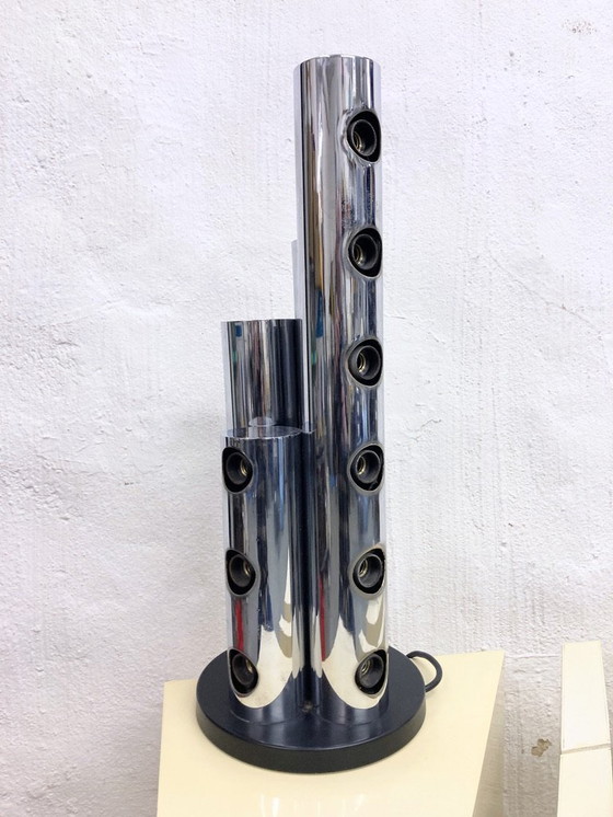 Image 1 of Rare Italian space age design table lamp column lamp 20-light 70s