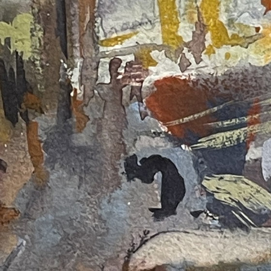 Jules Van De Leene, Paquebot au quai, années 1920, Gouache – Peintures et dessins, Paper, Wood, Art Deco (photo 8 of 11)