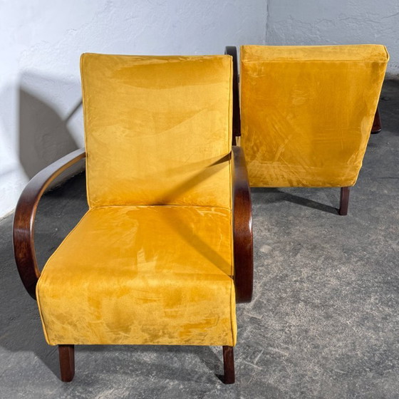 Een paar Jindrich Halabala Type C fauteuils, volledig gerestaureerd, jaren 1930. – Jindřich Halabala, Velvet (photo 14 of 17)
