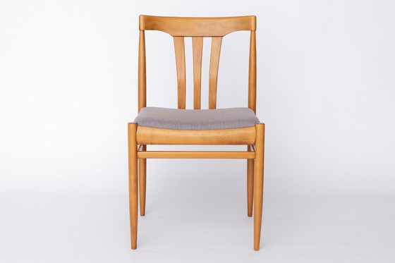 Image 1 of Set of 4 Vintage German Dining Chairs, 1960s, Beechwood Frame, Newly Upholstered in Light Blue Fabric, Mid-Century Modern