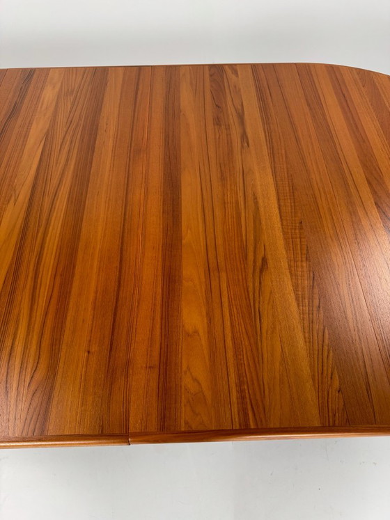 Uitschuifbare Teak Eettafel, Glostrup Møbelfabrik, Denemarken, ca. jaren 60, Hout, Metaal, Bruin (foto 4 van 15)