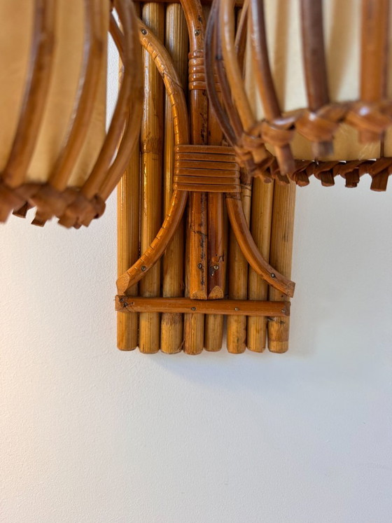 Pair of vintage rattan Wall lights, France 1950 (photo 7 of 7)